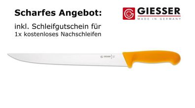 Giesser Messer Stechmesser Schlachtmesser Fleischer gerade Klinge 30 cm gelb