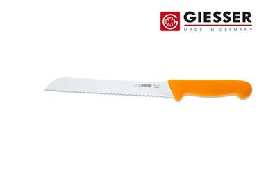 Giesser Messer Brotmesser Konditormesser Sägemesser Wellenschliff 21 cm gelb