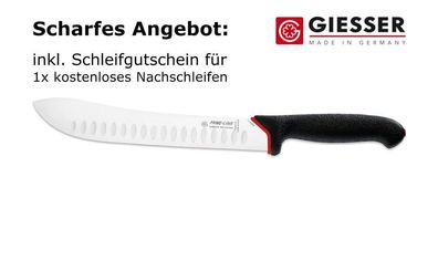 Giesser Messer Zuschneidemesser Kullenschliff geschweifte Klinge 21 cm schwarz