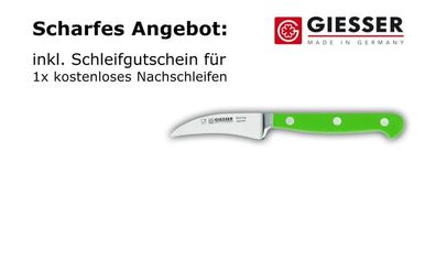 Giesser Messer Tourniermesser Schälmesser Klinge 9cm grün scharf POM geschmiedet