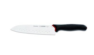 Giesser Messer Brotmesser PrimeLine Santoku Kochmesser schwarz mit Löcher 19 cm