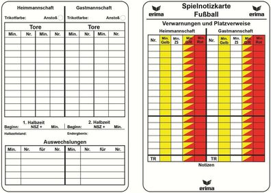 Erima Schiedsrichter-Set Spielnotizkarten Fussball F3571