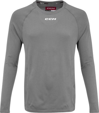 CCM T-Shirt Kompressionsshirt Ls Premium Training Tee Dark Grey Heathered enior