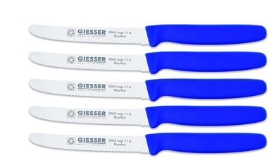 5er Set Giesser Tomatenmesser Brötchenmesser Tafelmesser 11cm mit Welle 15Farben