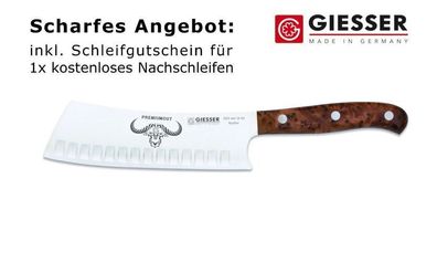 Giesser Messer Santoku Yobocho No 1 Tree of life Thuja Kullenschliff scharf 16cm