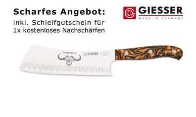 Giesser Messer Santoku Yobocho No 1 Acryl Spicy Orange Kullenschliff scharf 16cm
