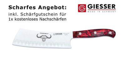 Giesser Messer Santoku Yobocho No 1 Red Diamond Acryl scharf Kullenschliff 16 cm