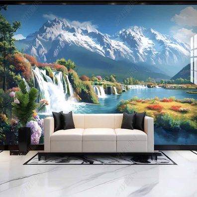 Vlies Fototapete Wandtapete Wandbilder Modern Kunst Schneeberglandschaft KN-12185