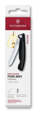 Swiss Classic, Picknick Messer, 11cm, gerade, schwarz, Box