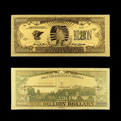 1 Billion USA Dollar Souvenier Scheine Gold Plated mit Farbe (DS0710256)