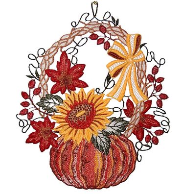 Plauener Spitze Fensterbild Halloween Kürbis Fensterdekoration Herbstlich 29 cm
