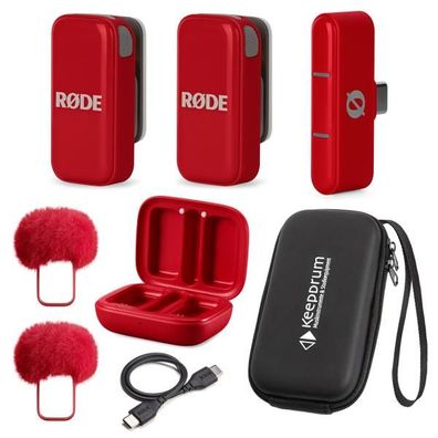 Rode Wireless Micro Drahtloses Mikrofon-System USB-C Rot mit Soft-Case