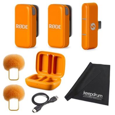 Rode Wireless Micro Drahtloses Mikrofon-System USB-C Orange mit Tuch