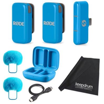 Rode Wireless Micro Drahtloses Mikrofon-System USB-C Blau mit Tuch