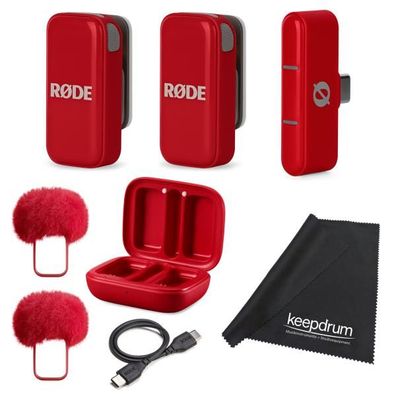 Rode Wireless Micro Drahtloses Mikrofon-System USB-C Rot mit Tuch