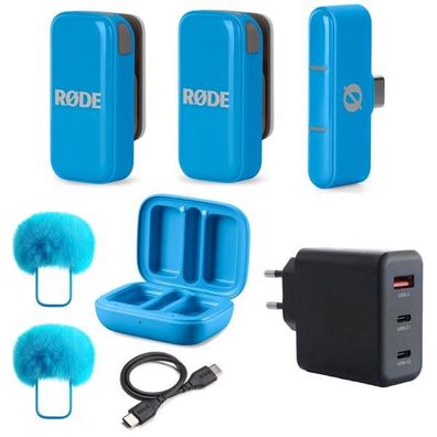 Rode Wireless Micro Drahtloses Mikrofon-System USB-C Blau mit Netzteil