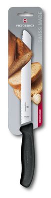 Swiss Classic, Brotmesser, 21cm, Wellen, schwarz, B