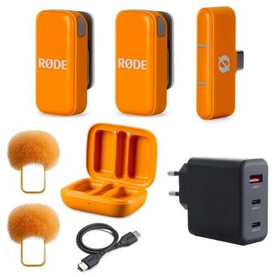 Rode Wireless Micro Mikrofon-System USB-C Orange mit Netzteil