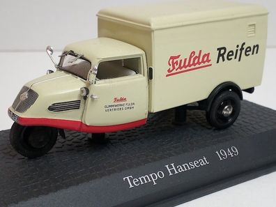 Tempo Hanseat Koffer (1949) °Fulda Reifen° 1:43 Atlas Modellauto