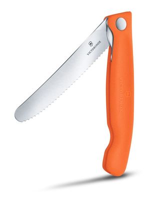 Swiss Classic, Picknick Messer, 11cm, Wellen, orange, Box