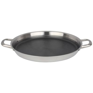 Paellapfanne Edelstahl 36 cm traditionelle Paella Pfanne Antihaft Wabenstruktur
