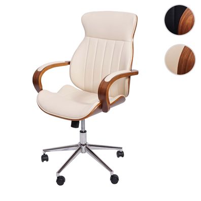 Bürostuhl HWC-H39, Schreibtischstuhl Drehstuhl Chefsessel, Walnuss-Optik Kunstleder
