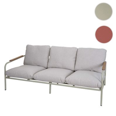 Aluminium-Gartenbank HWC-O11, 3-Sitzer Sitzbank Sofa, Olefin Stoff (205 g/m²) 184cm