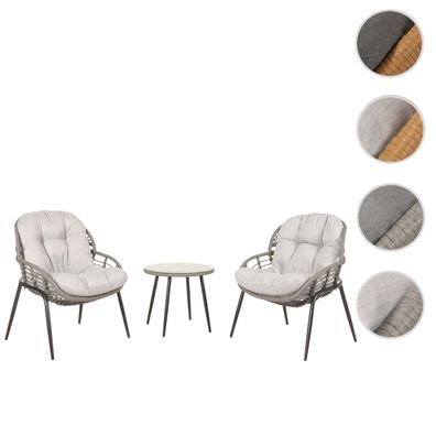 Poly-Rattan Garnitur HWC-N33, Balkon-Set Gartengarnitur Sitzgruppe Stuhl Tisch