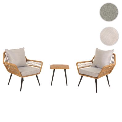 Poly-Rattan Garnitur HWC-N34, Balkon-Set Gartengarnitur Stuhl Beistelltisch