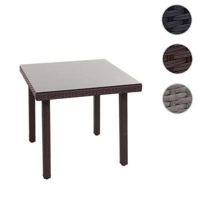 Poly-Rattan Gartentisch Cava, Esstisch Tisch mit Glasplatte, 80x80cm