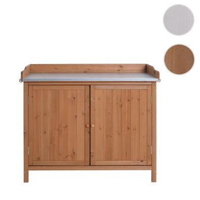 Gartenschrank mit Arbeitsplatte HWC-L69, Pflanztisch, Outdoor Tanne Holz FSC®