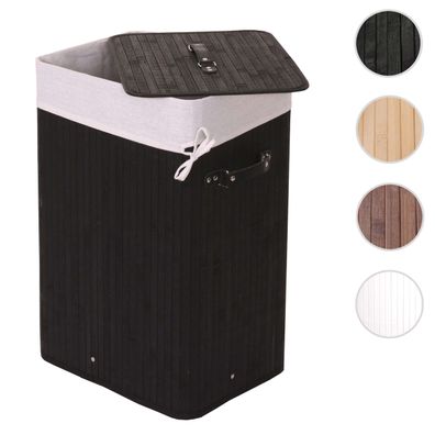 Wäschekorb HWC-C21, Laundry Wäschesammler Wäschebehälter, Bambus 61x43x32cm 70l