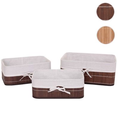 3er Set Aufbewahrungskorb HWC-C21, Korb Aufbewahrungsbox Ordnungsbox, Bambus