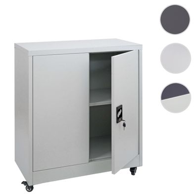 Aktenschrank HWC-O50, Stahlschrank mit Rollen, 2 Türen abschließbar, Stahl 98x80x40cm