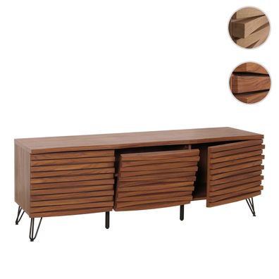 TV-Rack HWC-M49, Lowboard TV-Schrank, 3D-Design Staufächer, MDF Metall