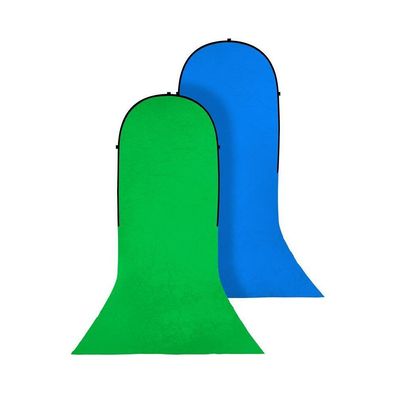Bresser - F001981 - Falthintergrund BR-TR16 180 x 240 + 240cm mit Schleppe Grün/Blau