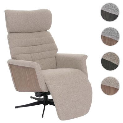 MCA Relaxsessel HWC-N56 Fernsehsessel Liegesessel Fußstütze drehbar Bouclé Stoff Holz