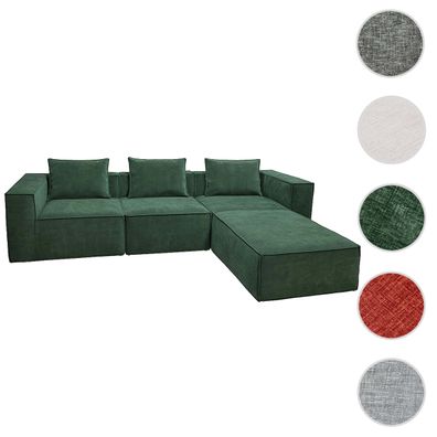 L-Sofa HWC-O54, Lounge-Couch mit Ottomane, modular rechts/links, Stoff 63x270x190cm