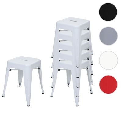 6er-Set Hocker HWC-A73, Metallhocker Sitzhocker, Metall Industriedesign stapelbar