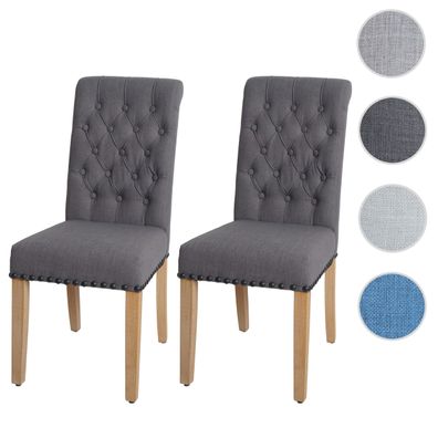 2er-Set Esszimmerstuhl HWC-O66, Küchenstuhl Polsterstuhl, Chesterfield Nieten Stoff