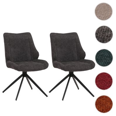 2er-Set Esszimmerstuhl HWC-O48, Auto-Return, Stoff/Textil Chenille (320g/m²) Öko-Tex