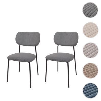 2er-Set Esszimmerstuhl HWC-O26, Stuhl, Cord (330g/m²) Stoff/Textil Metall