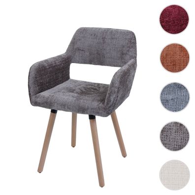 Esszimmerstuhl HWC-A50 II, Küchenstuhl Polsterstuhl, Holz Stoff Chenille 465g/m²