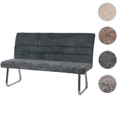 Sitzbank HWC-G55, Esszimmerbank Bank, Edelstahl Stoff/Textil Chenille, 160cm