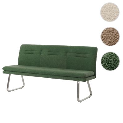 Sitzbank HWC-H70, Esszimmerbank, Lehne Stoff/Textil Bouclé Edelstahl gebürstet 180cm