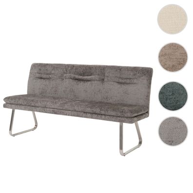 Sitzbank HWC-H70, Esszimmerbank Polsterbank Stoff/Textil Chenille Edelstahl gebürstet