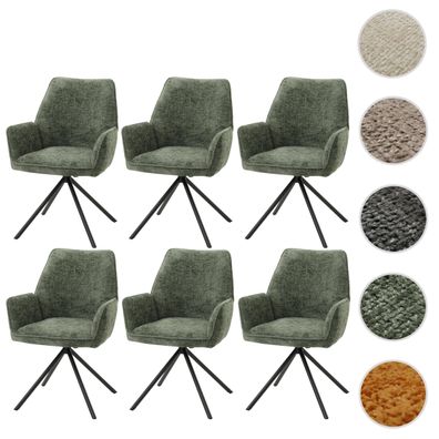 6er-Set Esszimmerstuhl HWC-G67, Armlehne, drehbar Auto-Position, Chenille Öko-Tex MVG