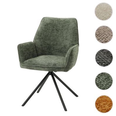 Esszimmerstuhl HWC-G67, Stuhl mit Armlehne, drehbar Auto-Position, Chenille MVG