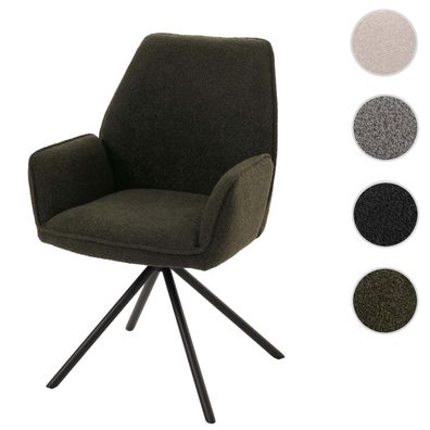 Esszimmerstuhl HWC-G67, Stuhl Armlehne drehbar Auto-Position Stoff Bouclé Öko-Tex MVG