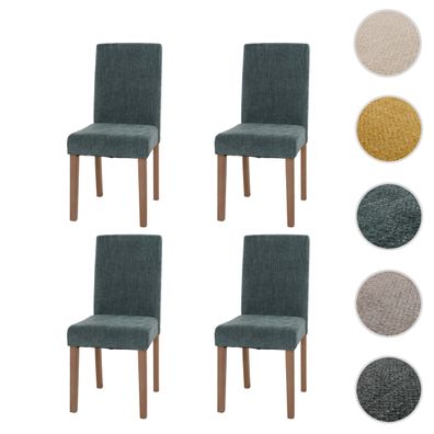 4er-Set Esszimmerstuhl Littau, Stuhl Hochlehner, Stoff/Textil Chenille Holz
